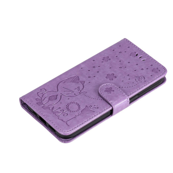 Xiaomi Mi 11T / 11T Pro Cat Bee Embossing Pattern Shockproof Horizontal Flip Leather Case with Holder & Card Slots & Wallet(Purple)