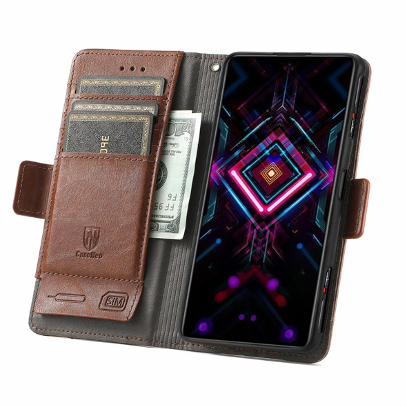 Xiaomi Redmi K40 Gaming CaseNeo Business Splicing Dual Magnetic Buckle Horizontal Flip PU Leather Case with Holder & Card Slots & Wallet(Brown)
