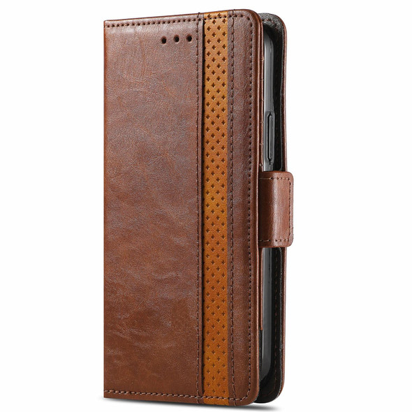 Xiaomi Redmi 10 CaseNeo Business Splicing Dual Magnetic Buckle Horizontal Flip PU Leather Case with Holder & Card Slots & Wallet(Brown)