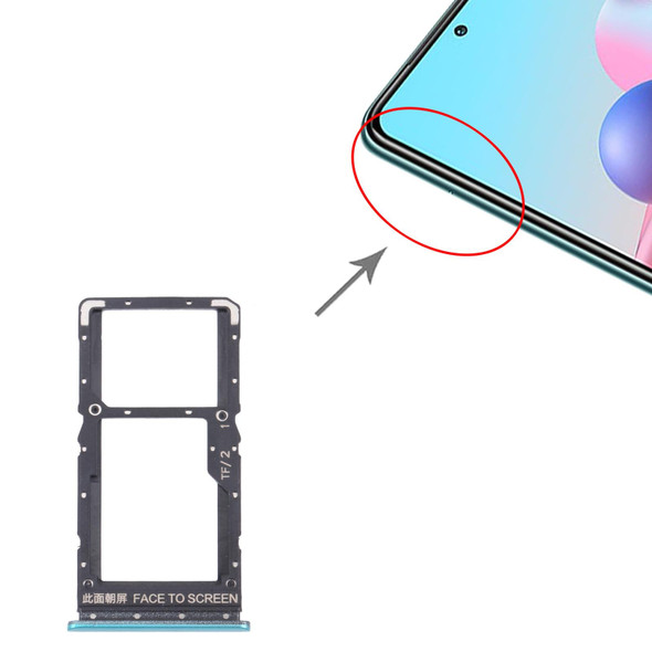 SIM Card Tray + SIM Card Tray / Micro SD Card Tray for Xiaomi Redmi Note 10 5G / Poco M3 Pro 5G / Redmi Note 10T 5G M2103K19G M2103K19C M2103K19PG M2103K19PI(Green)