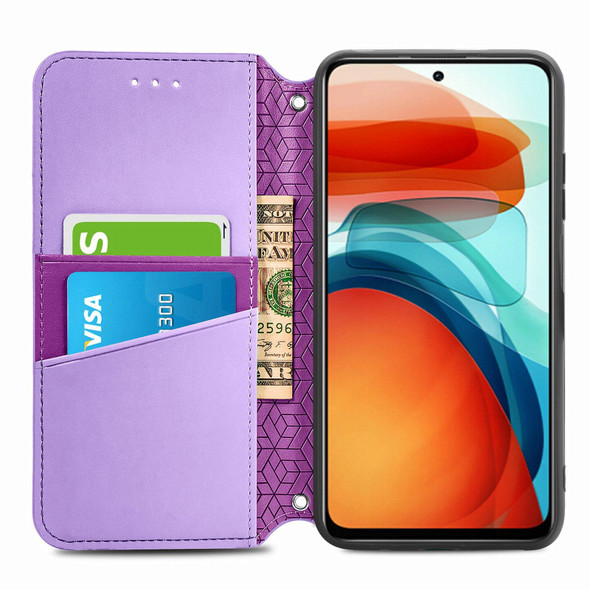 Xiaomi Redmi Note 10 Pro 5G / Poco X3 GT Blooming Mandala Embossed Pattern Magnetic Horizontal Flip Leather Case with Holder & Card Slots & Wallet(Purple)