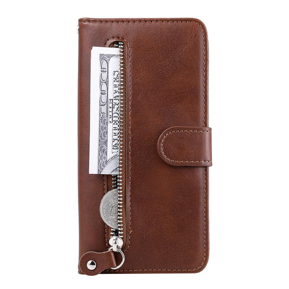 Xiaomi Redmi K40 Pro Fashion Calf Texture Zipper Horizontal Flip Leather Case with Holder & Card Slots & Wallet(Brown)