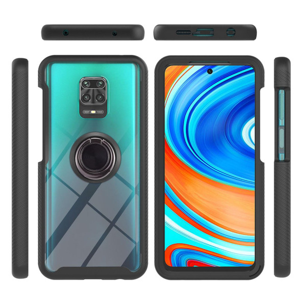 Xiaomi Redmi Note 9S / Redmi Note 9 Pro / Redmi Note 9 Pro Max Starry Sky Solid Color Series Shockproof PC + TPU Protective Case with Ring Holder & Magnetic Function(Black)