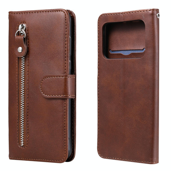 Xiaomi Mi 11 Ultra Fashion Calf Texture Zipper Horizontal Flip Leather Case with Holder & Card Slots & Wallet(Brown)