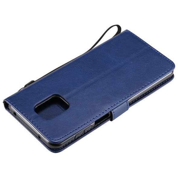 Xiaomi Redmi Note 9S / Note 9 Pro Solid Color Horizontal Flip Protective Leather Case with Holder & Card Slots & Wallet & Lanyard(Blue)