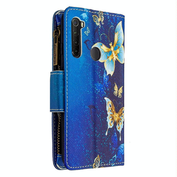 Xiaomi Redmi Note 8T Colored Drawing Pattern Zipper Horizontal Flip Leather Case with Holder & Card Slots & Wallet(Gold Butterfly)