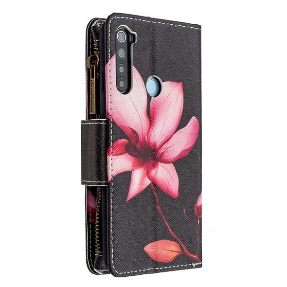 Xiaomi Redmi Note 8 Colored Drawing Pattern Zipper Horizontal Flip Leather Case with Holder & Card Slots & Wallet(Lotus)