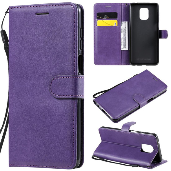Xiaomi Redmi Note 9S / Note 9 Pro Solid Color Horizontal Flip Protective Leather Case with Holder & Card Slots & Wallet & Lanyard(Purple)