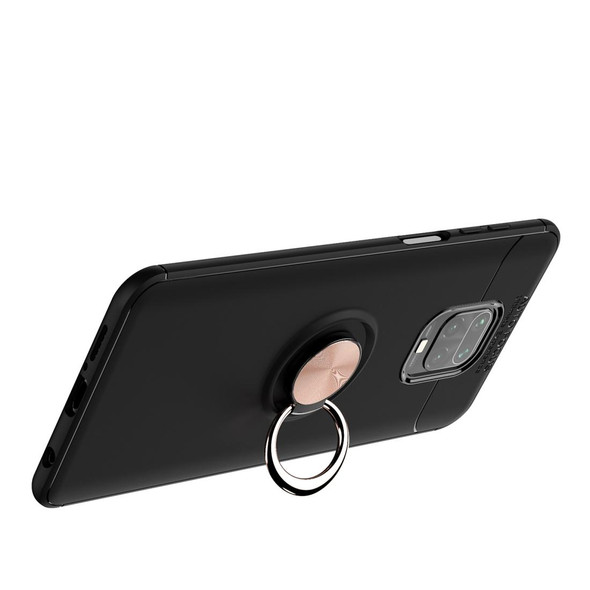 Xiaomi Redmi Note 9 Pro Lenuo Shockproof TPU Protective Case with Invisible Holder(Black + Rose Gold)