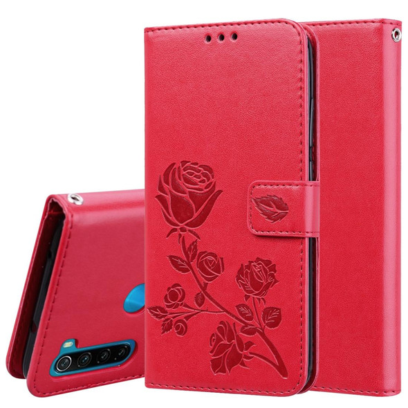 Xiaomi Redmi Note 8 Rose Embossed Horizontal Flip PU Leather Case, with Holder & Card Slots & Wallet(Red)