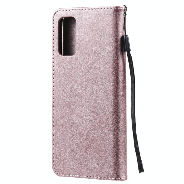 Xiaomi Redmi Note 10 5G / Poco M3 Pro Solid Color Horizontal Flip Protective Leather Case with Holder & Card Slots & Wallet & Photo Frame & Lanyard(Rose Gold)