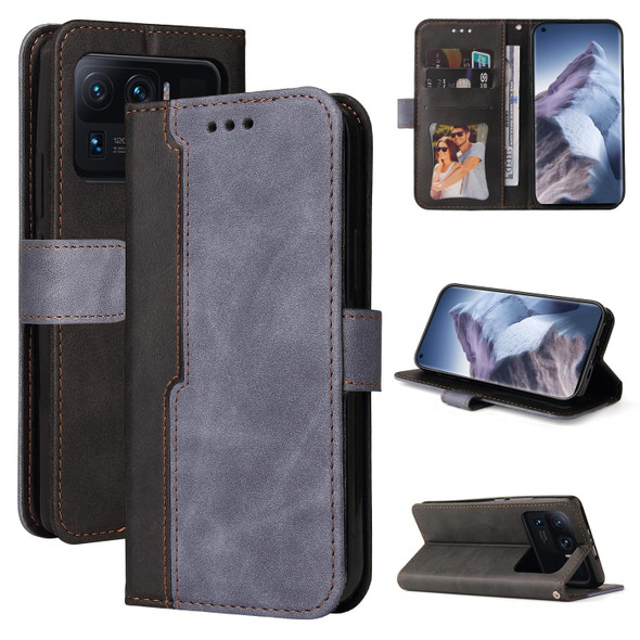 Xiaomi Mi 11 Ultra Business Stitching-Color Horizontal Flip PU Leather Case with Holder & Card Slots & Photo Frame(Gray)