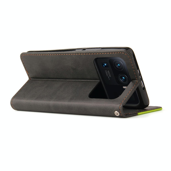 Xiaomi Mi 11 Ultra Business Stitching-Color Horizontal Flip PU Leather Case with Holder & Card Slots & Photo Frame(Green)