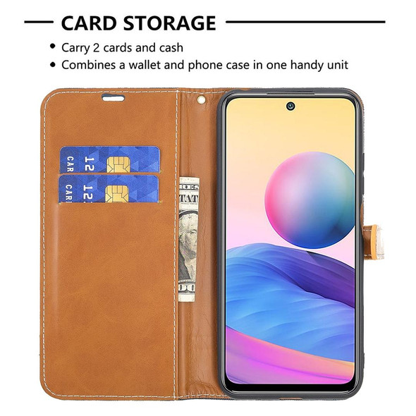 Xiaomi Poco M3 Pro / Redmi Note 10 5G Color Matching Denim Texture Horizontal Flip Leather Case with Holder & Card Slots & Wallet & Lanyard(Dark Blue)