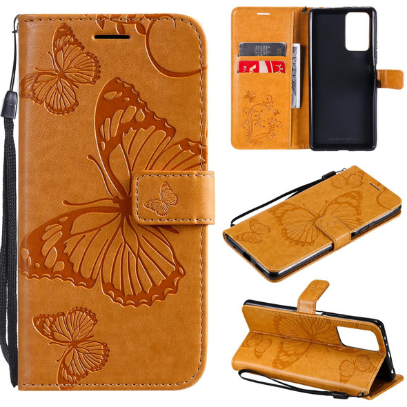 Xiaomi Redmi Note 10 Pro 4G Pressed Printing Butterfly Pattern Horizontal Flip PU Leather Case with Holder & Card Slots & Wallet & Lanyard(Yellow)