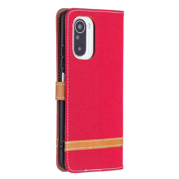 Xiaomi Mi 11i / Poco F3 / Redmi K40 Color Matching Denim Texture Horizontal Flip Leather Case with Holder & Card Slots & Wallet & Lanyard(Red)