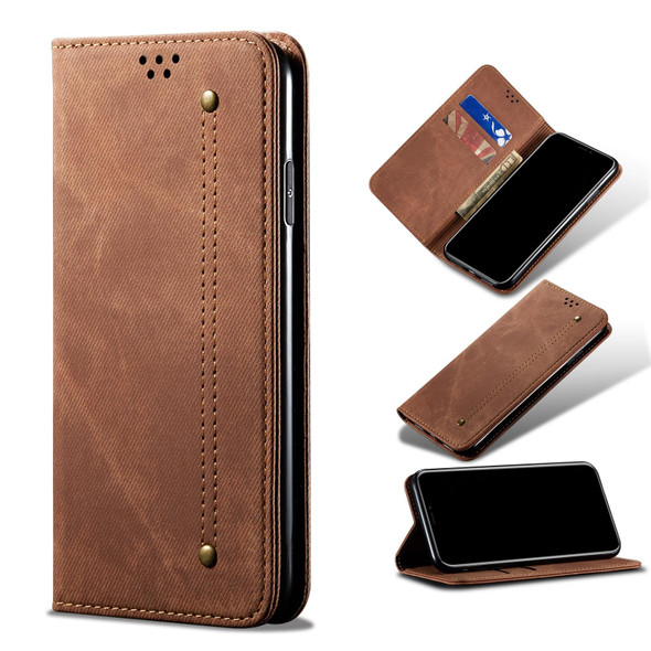 Xiaomi Redmi Note 10 Pro / Note 10 Pro (India) / Note 10 Pro Max Denim Texture Casual Style Horizontal Flip Leather Case with Holder & Card Slots & Wallet(Brown)