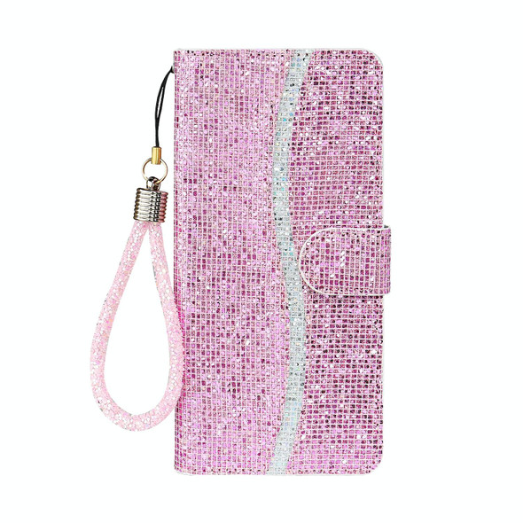 Xiaomi Redmi Note 10 4G Glitter Powder Horizontal Flip Leather Case with Card Slots & Holder & Lanyard(Pink)