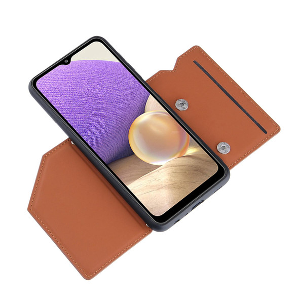 Xiaomi Poco M3 / Redmi Note 9 4G Skin Feel PU + TPU + PC Back Cover Shockproof Case with Card Slots & Holder & Photo Frame(Brown)