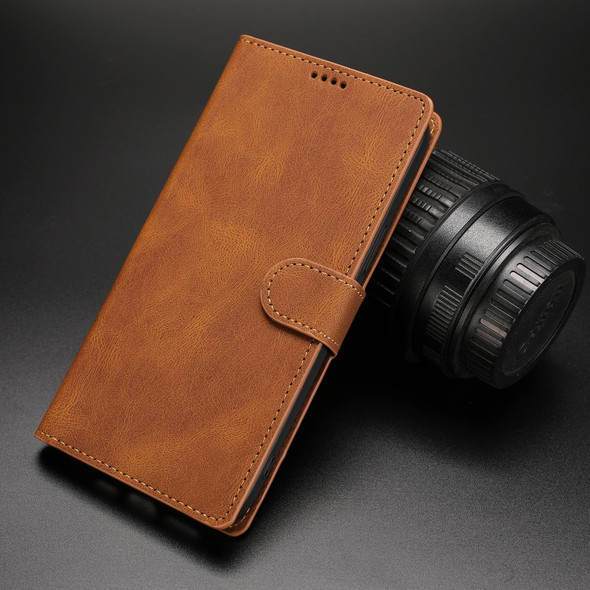 Xiaomi Redmi K40 Pro Fantasy Classic Skin-feel Calfskin Texture Magnetic Buckle Horizontal Flip PU Leather Case with Holder & Card Slot & Wallet(Brown)