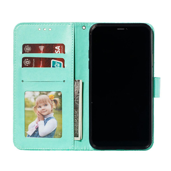 Xiaomi Redmi Note 9T 5G Lace Flower Embossing Pattern Horizontal Flip Leather Case with Holder & Card Slots & Wallet & Photo Frame(Green)