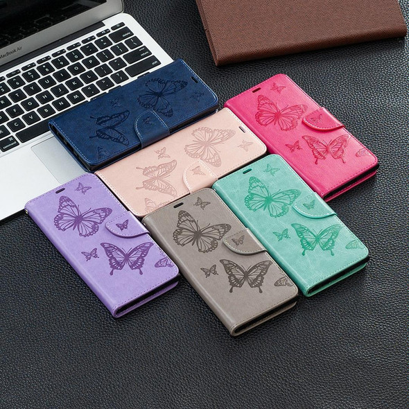 Xiaomi Redmi Note 10 Pro Two Butterflies Embossing Pattern Horizontal Flip Leather Case with Holder & Card Slot & Wallet & Lanyard(Green)