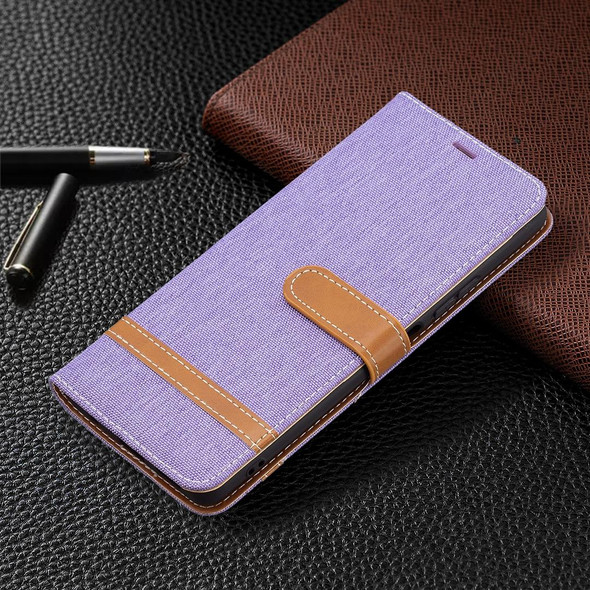 Xiaomi Redmi Note 10 Pro Color Matching Denim Texture Horizontal Flip Leather Case with Holder & Card Slots & Wallet & Lanyard(Purple)