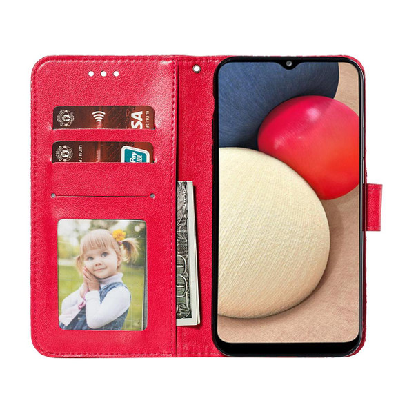 Xiaomi Redmi 9T / Poco M3 Lace Flower Embossing Pattern Horizontal Flip Leather Case with Holder & Card Slots & Wallet & Photo Frame(Red)