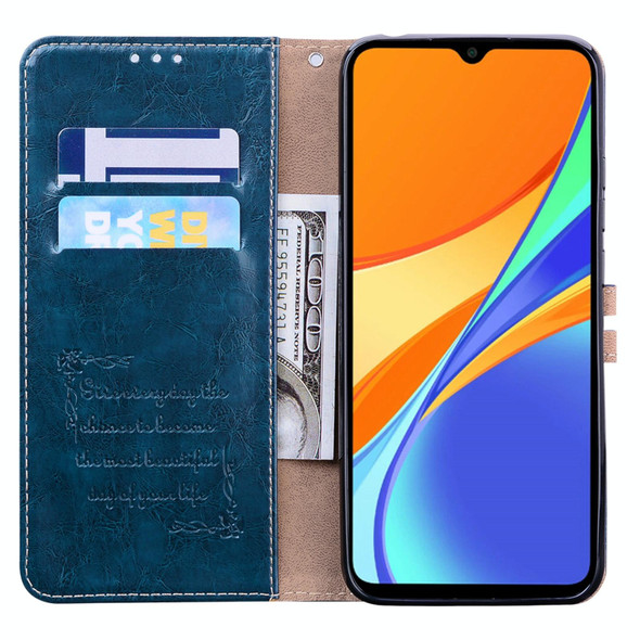 Xiaomi Redmi 9C Business Style Oil Wax Texture Horizontal Flip Leather Case, with Holder & Card Slots & Wallet(Blue)