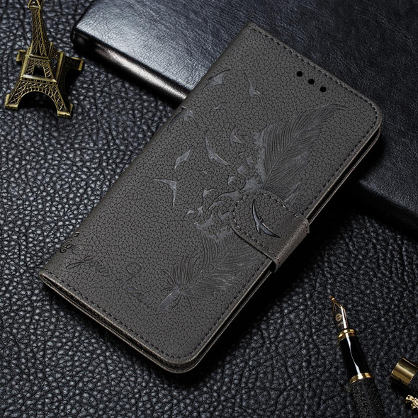 Feather Pattern Litchi Texture Horizontal Flip Leatherette Case with Wallet & Holder & Card Slots - Xiaomi Redmi 7(Gray)