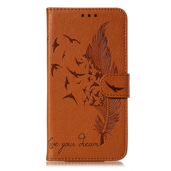 Feather Pattern Litchi Texture Horizontal Flip Leatherette Case with Wallet & Holder & Card Slots - Xiaomi Redmi 7A(Brown)