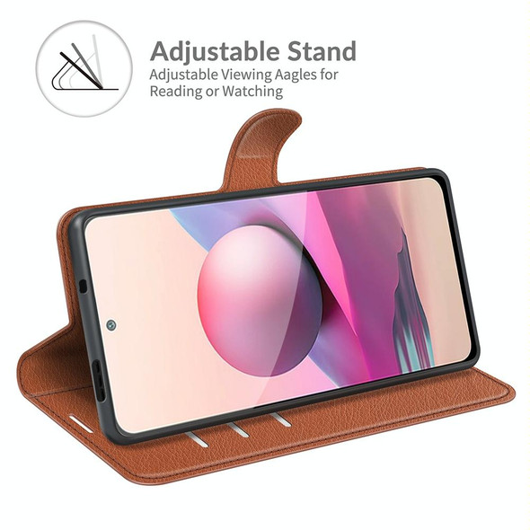 Xiaomi Redmi Note 10 4G / Note 10S Litchi Texture Horizontal Flip Protective Case with Holder & Card Slots & Wallet(Brown)