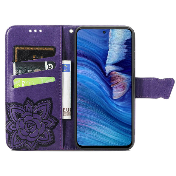 Xiaomi Redmi Note10 5G Butterfly Love Flowers Embossed Horizontal Flip Leather Case with Holder & Card Slots & Wallet & Lanyard(Dark Purple)