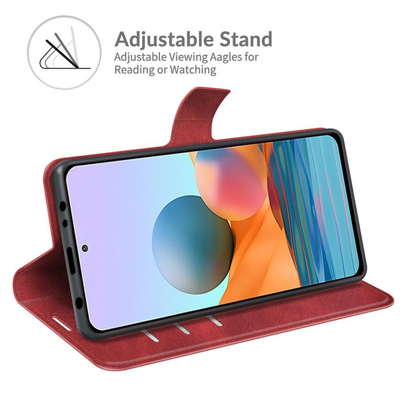 Redmi Note 10 Pro (Indian Edition) Retro Calf Pattern Buckle Horizontal Flip Leather Case with Holder & Card Slots & Wallet(Red)