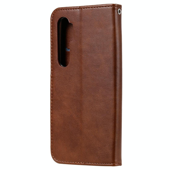 Xiaomi Mi Note 10 Lite Fashion Calf Texture Zipper Horizontal Flip Leather Case with Stand & Card Slots & Wallet Function(Brown)