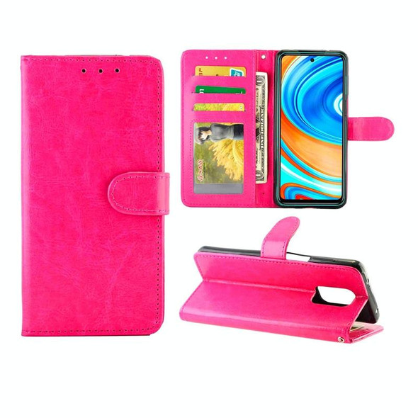 Xiaomi Redmi Note 9 Pro/Note 9S Crazy Horse Texture Leather Horizontal Flip Protective Case with Holder & Card Slots & Wallet & Photo Frame(Rose Red)