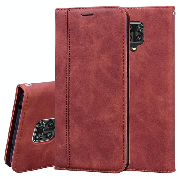 Xiaomi Redmi Note 9S Frosted Business Magnetic Horizontal Flip PU Leather Case with Holder & Card Slot & Lanyard(Brown)