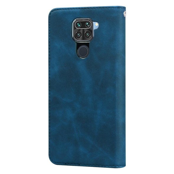 Xiaomi Redmi Note 9 / Redmi 10X 4G Frosted Business Magnetic Horizontal Flip PU Leather Case with Holder & Card Slot & Lanyard(Blue)