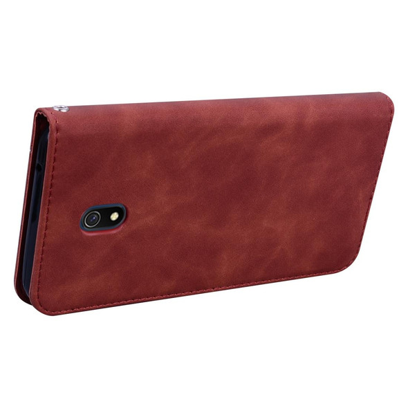 Xiaomi Redmi 8A Frosted Business Magnetic Horizontal Flip PU Leather Case with Holder & Card Slot & Lanyard(Brown)