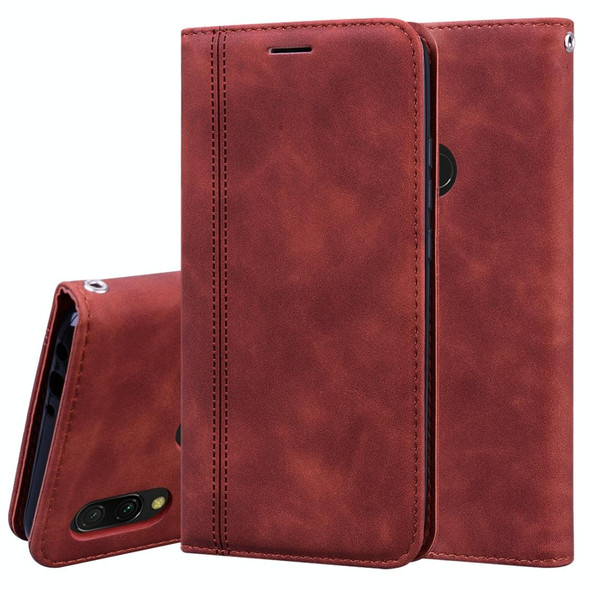 Xiaomi Redmi 7 Frosted Business Magnetic Horizontal Flip PU Leather Case with Holder & Card Slot & Lanyard(Brown)