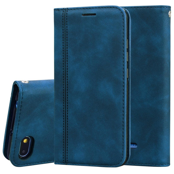 Xiaomi Redmi 6A Frosted Business Magnetic Horizontal Flip PU Leather Case with Holder & Card Slot & Lanyard(Blue)