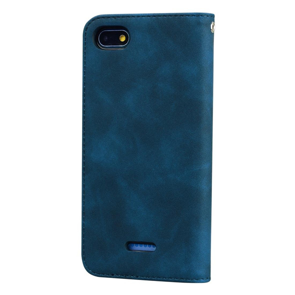 Xiaomi Redmi 6A Frosted Business Magnetic Horizontal Flip PU Leather Case with Holder & Card Slot & Lanyard(Blue)