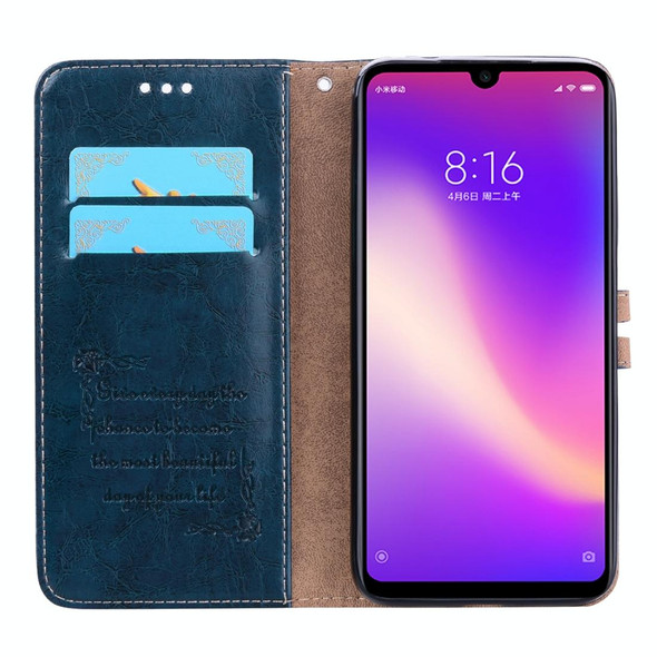 Business Style Oil Wax Texture Horizontal Flip Leatherette Case for Xiaomi Redmi 7, with Holder & Card Slots & Wallet (Blue)