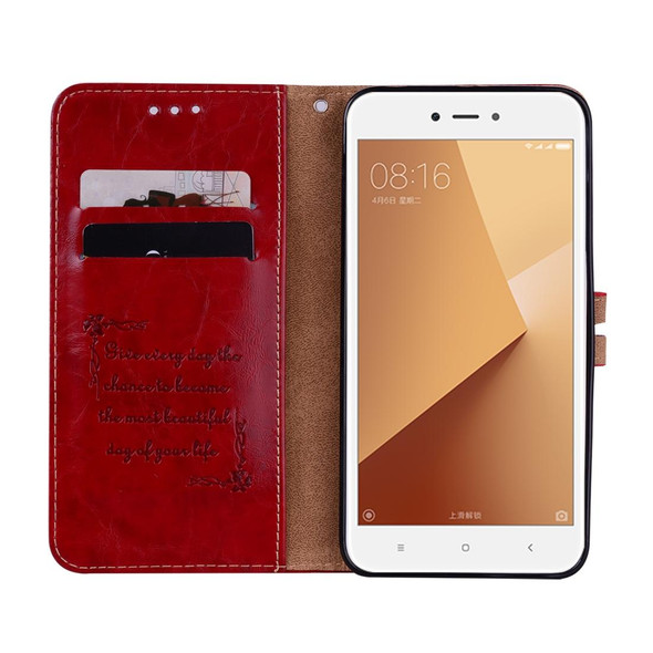 Xiaomi Redmi Note 5A Without Fingerprint Identification Oil Wax Texture Horizontal Flip Leather Case with Holder & Card Slots & Wallet(Red)
