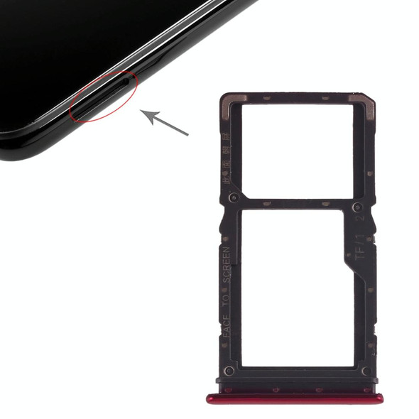 SIM Card Tray + SIM Card Tray / Micro SD Card Tray for Xiaomi Redmi Note 7 / Redmi Note 7 Pro(Red)