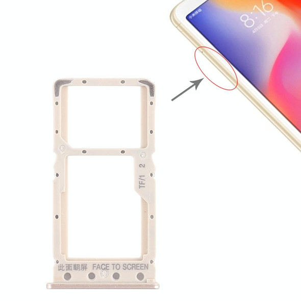 SIM Card Tray + SIM Card Tray / Micro SD Card Tray for Xiaomi Redmi 6 / Redmi 6A(Gold)