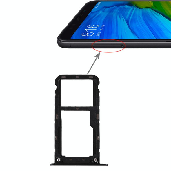 2 SIM Card Tray / Micro SD Card Tray for Xiaomi Redmi 5 Plus(Black)