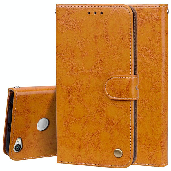 Xiaomi Redmi Note 5A Pro / Prime Business Style Oil Wax Texture Horizontal Flip Leather Case with Holder & Card Slots & Wallet & Lanyard(Yellow)