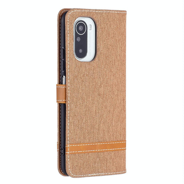 Xiaomi Mi 11i / Poco F3 / Redmi K40 Color Matching Denim Texture Horizontal Flip Leather Case with Holder & Card Slots & Wallet & Lanyard(Brown)