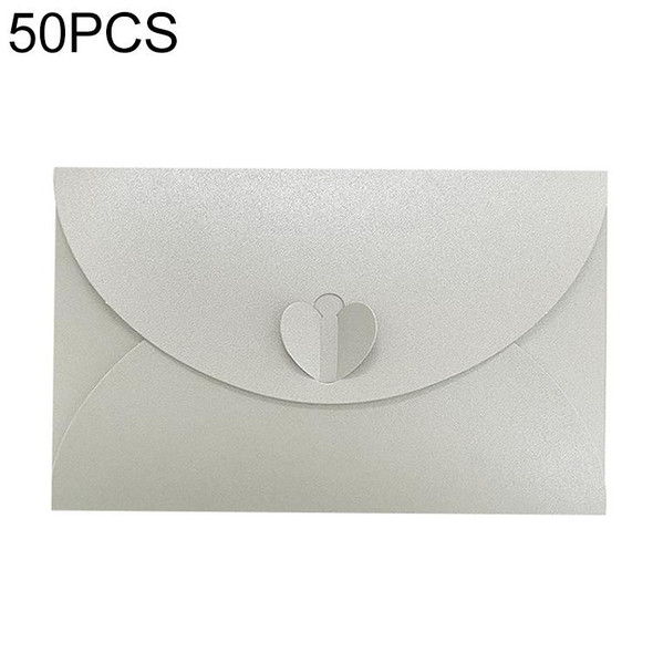 50 PCS Love Buckle Pearl Paper Hot Stamping Envelope Invitation Letter(Silver )